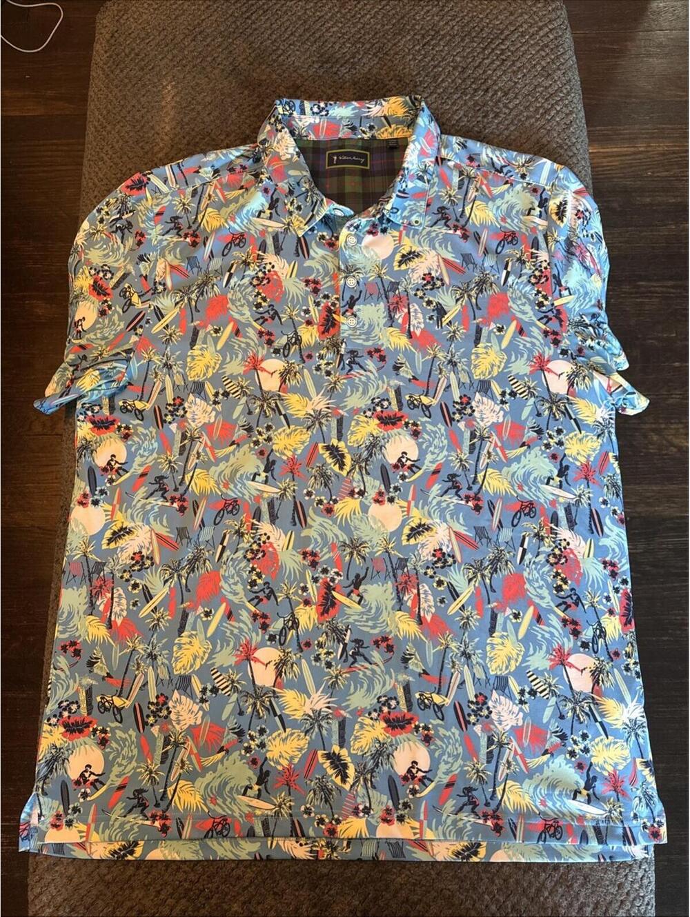 William Murray Golf Surfs Up Blue Grotto Polo Men’s XL